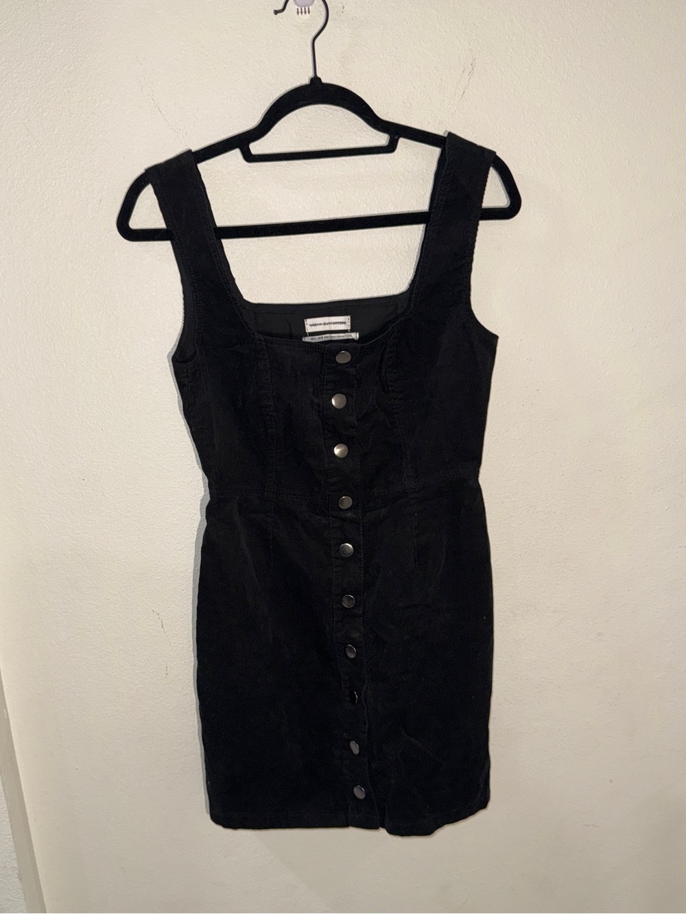 Black Button-Front Mini Dress - urban Outfitters